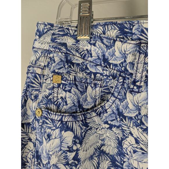 Tommy Bahama Wall of Palms Ankle Pants Jeans Low Rise Blue White print - Picture 6 of 7